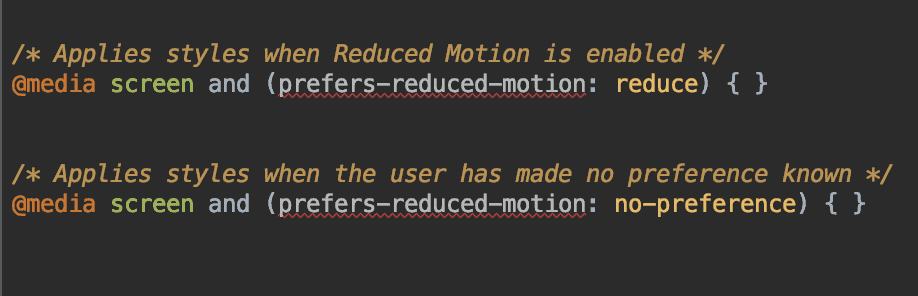  CSS Media query for reduced motion