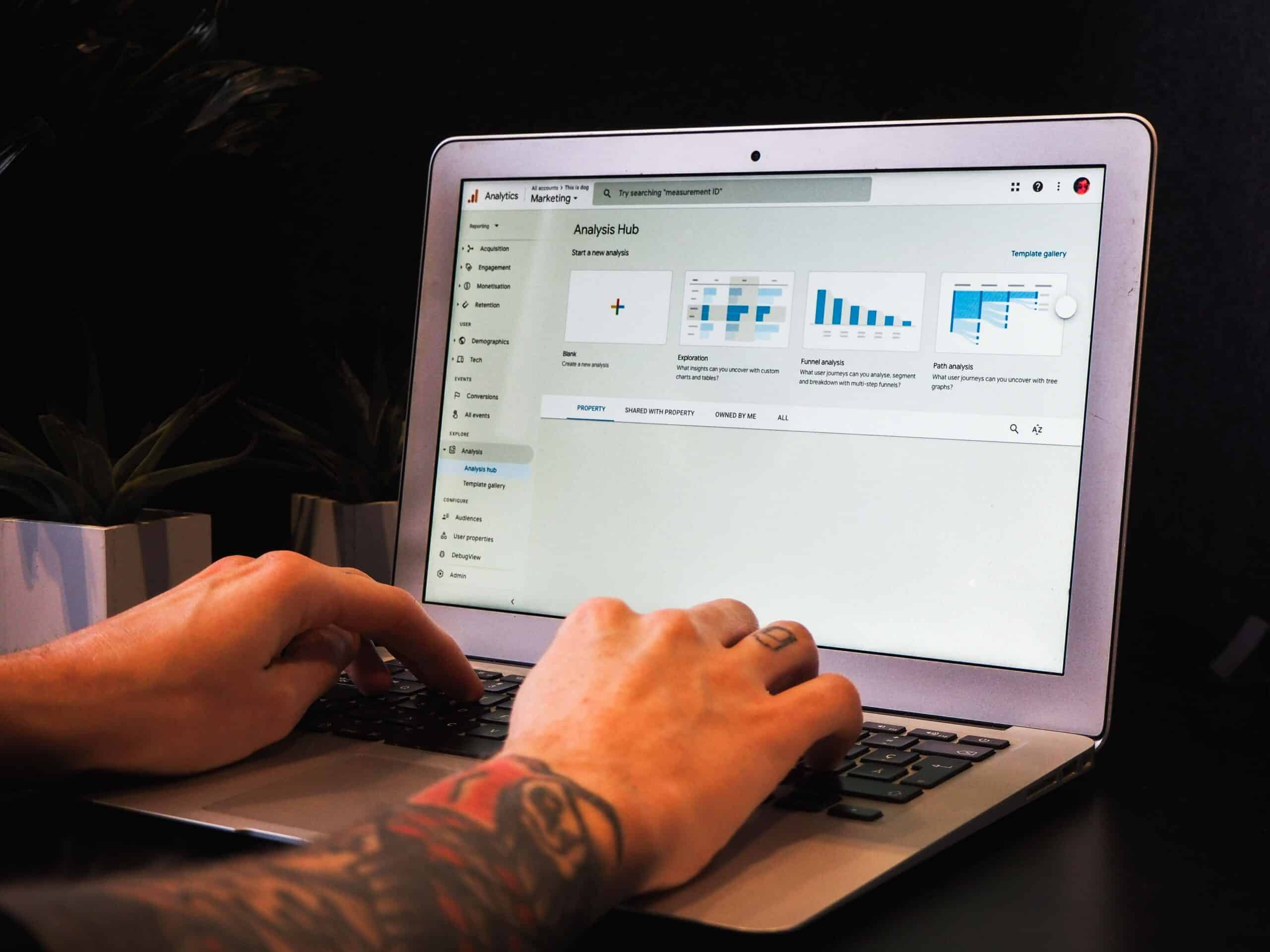  Marketer checking Google Analytics 4 dashboard