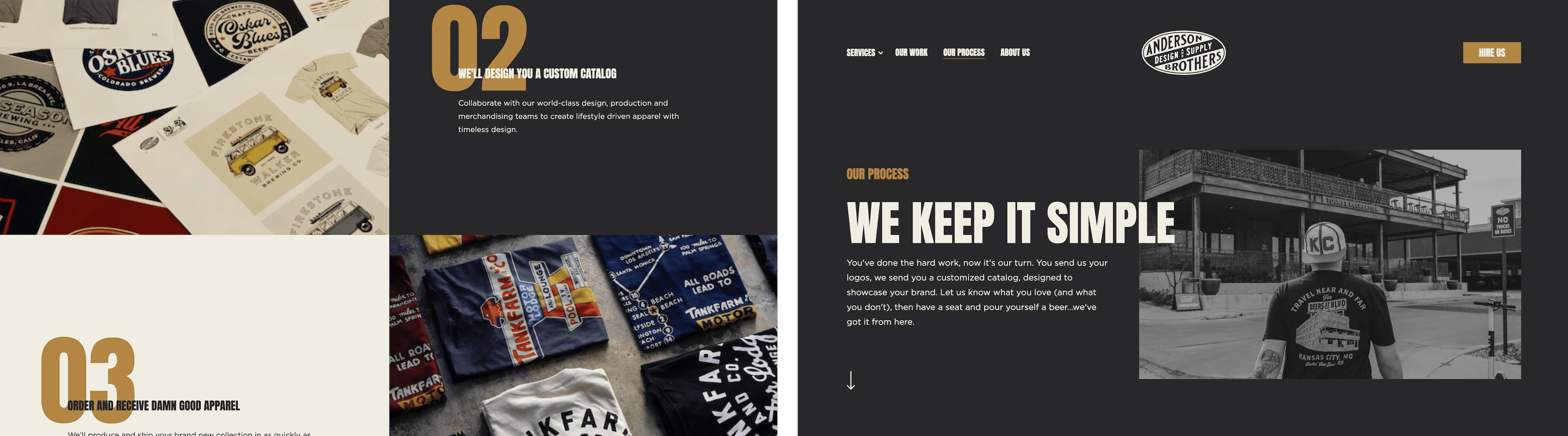  Screenshots of Anderson Supply website showing text overlapping images and large numbered typography