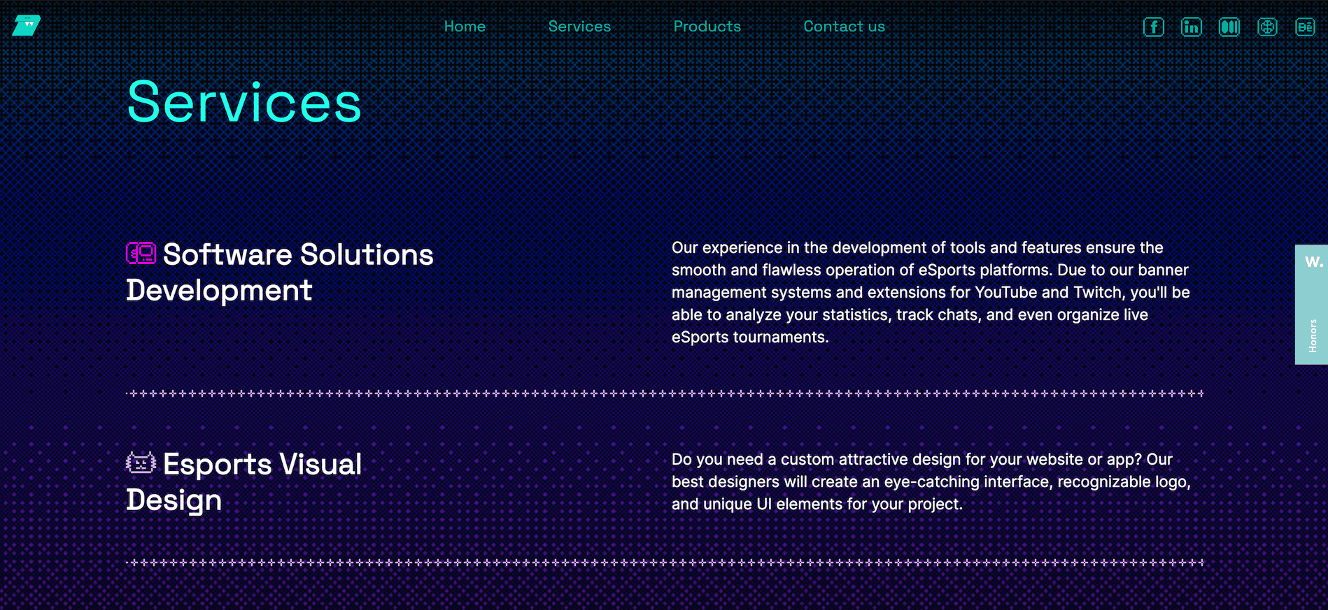  Screenshot of the 27 nreds website showing pixelated background design and neon colours