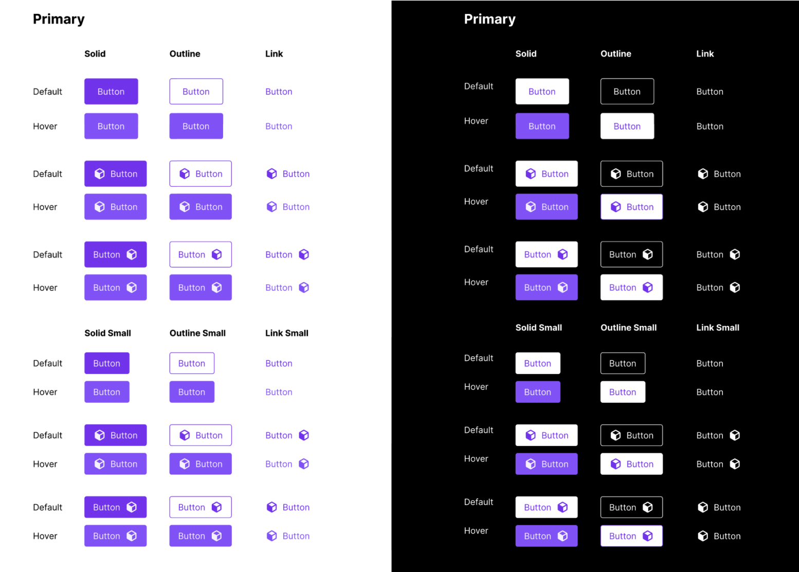 a set of digital buttons, part of a design system