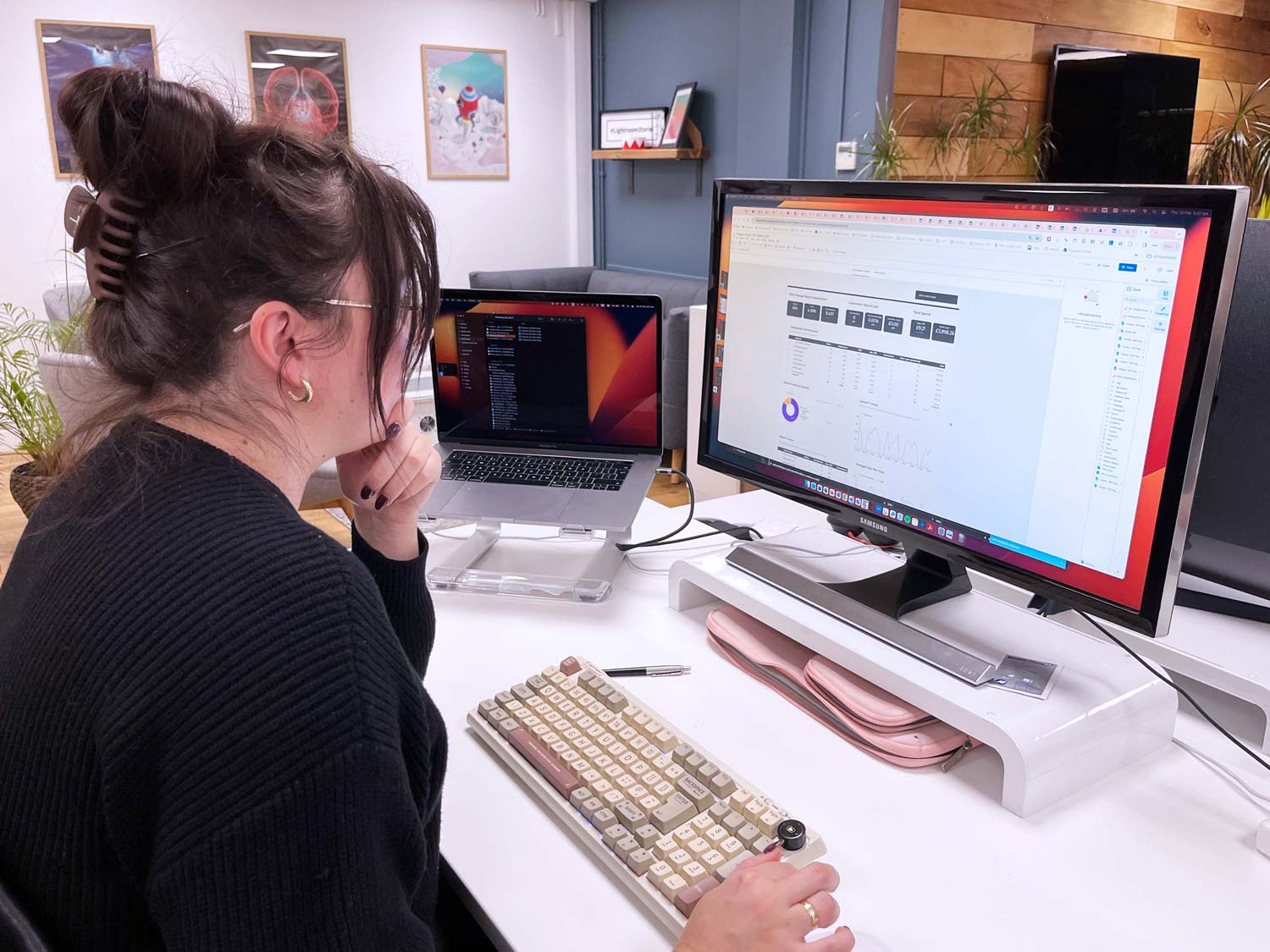 an SEO specialist at work on a data dashboard